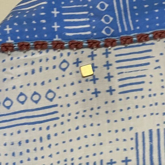 Dolce Vita blue white beaded swim kimono Cover up Sz M - Picture 7 of 9